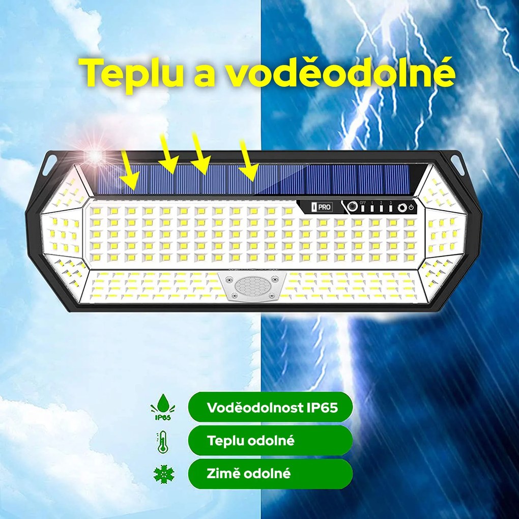 Bezdoteku LEDSolar 196 solárne vonkajšie svetlo svietidlo, 196 LED so senzorom, bezdrôtové, 4W, studená            farba