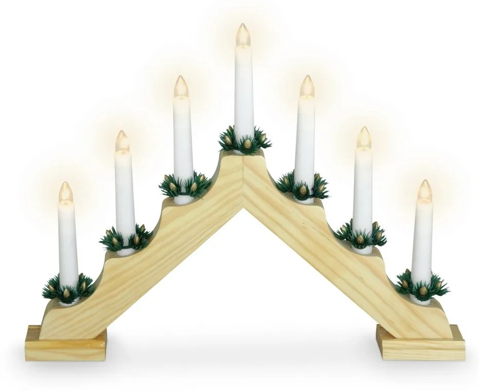 Vianočný svietnik Candle Bridge hnedá, 7 LED