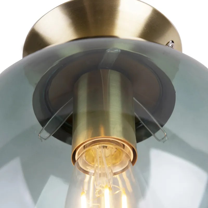 Stropné svietidlo v štýle Art Deco mosadz s zeleným sklom - Pallon