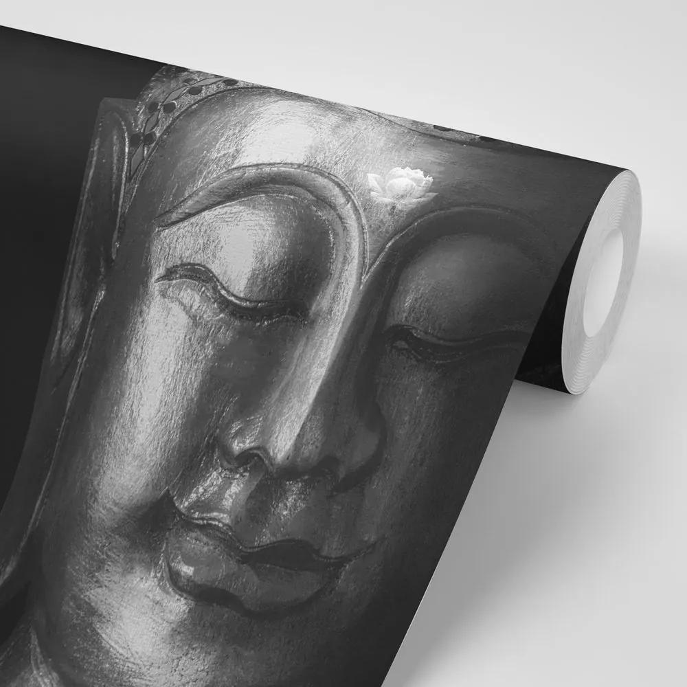 Samolepiaca tapeta božský čiernobiely Budha - 375x250