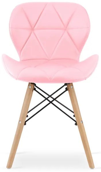 Set troch jedálenských stoličiek LAGO ekokoža - ružová (hnedé nohy) 3ks