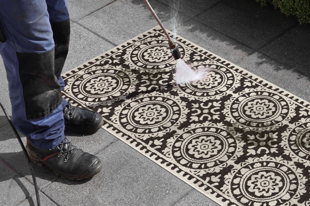 Behúň Twin Supreme 104129 Black / Cream – na von aj na doma, 80x350, čiernobiela, chodba / predsieň, Hanse Home