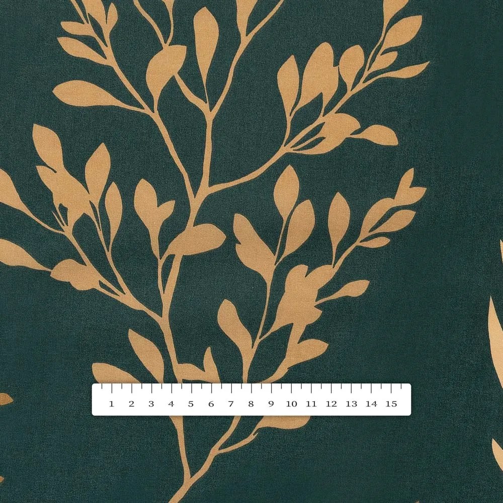 Biante Bavlnený štvorcový obrus Sandra SA-742 Zlaté vetvičky s lístkami na tmavo zelenom 80x80 cm