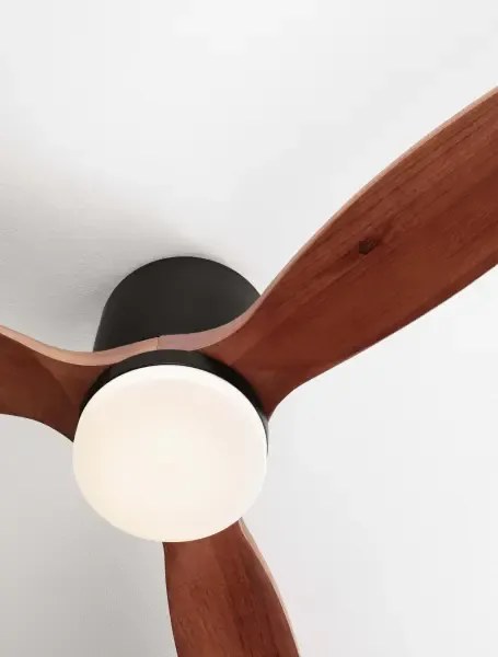 LED čierno-drevené moderné stropné svietidlo Aloa s diaľkovým ovládaním 18W