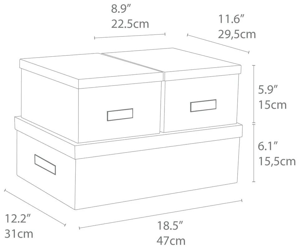 Súprava 3 bielych úložných škatúľ Bigso Box of Sweden Inge