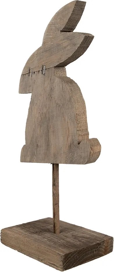 Hnedá antik drevená dekorácia králik na podstavci - 14*8*30 cm