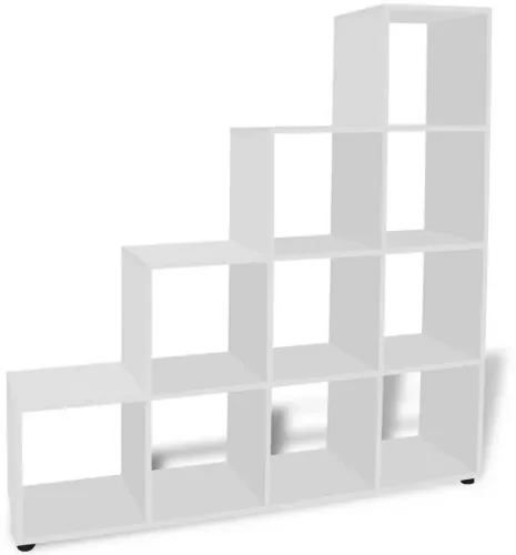 vidaXL Regál na knihy/policový regál v tvare schodov 142 cm, biely-