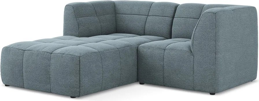 Modrá rohová pohovka z textílie buklé (ľavý roh/s leňoškou) Aloha – Makamii