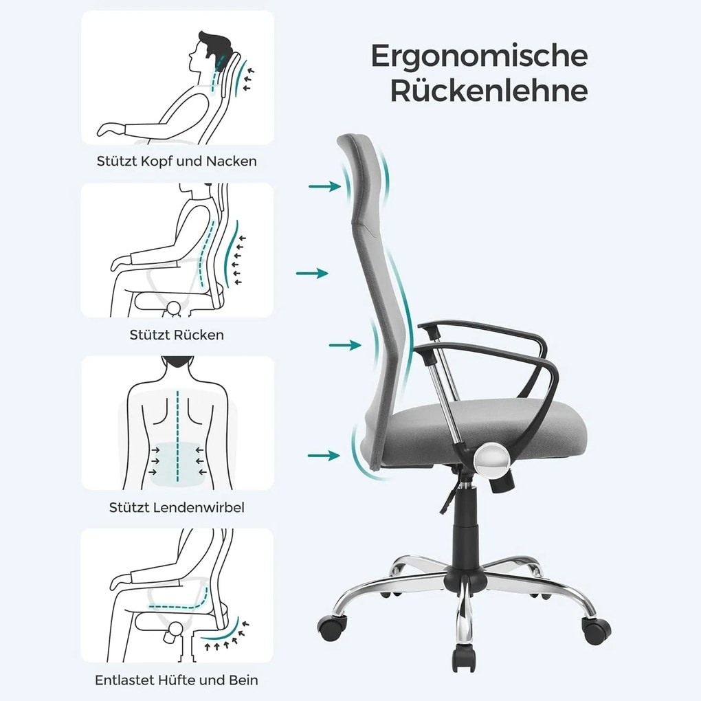 Kancelárska stolička, ergonomická otočná stolička, sivá