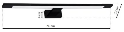 LED osvetlenie zrkadla do kúpeľne SHINE LED/12W/230V 60 cm IP44 čierna