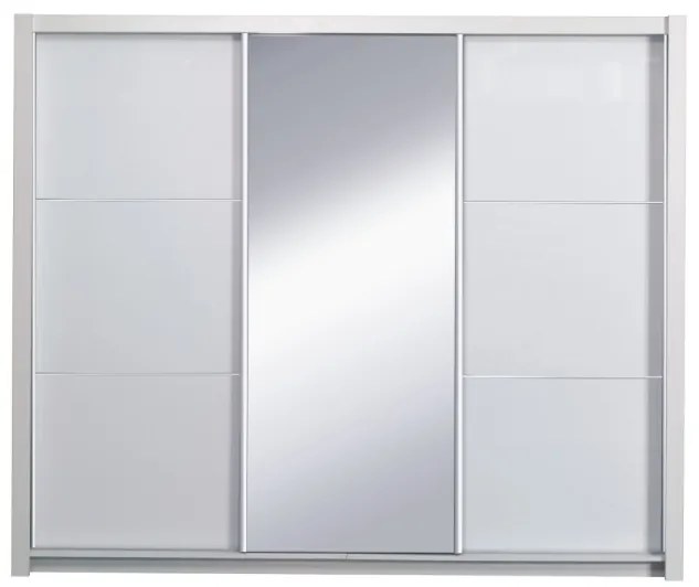 Šatníková skriňa s posuvnými dverami Asiena 258x213 cm - biela / biely vysoký lesk