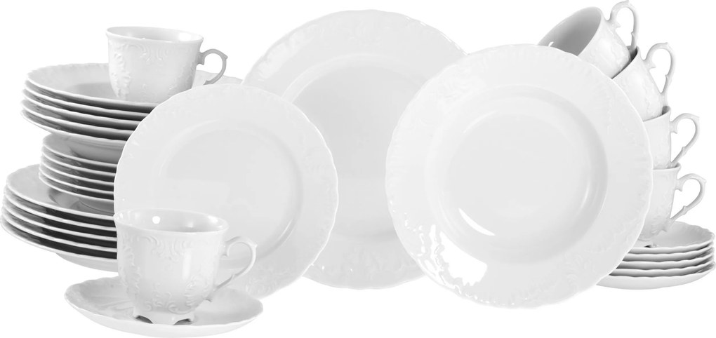 XXXLutz KOMBINOVANÝ SERVIS Rokoko weiss 30-dielne Creatable - Online Only bytové doplnky - 007768068805