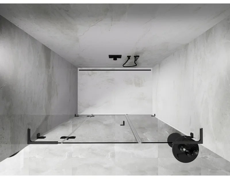 Mexen Lunar L, ľavé otočné sprchové dvere 130 cm, 8mm číre sklo, brúsený grafit profil, 834SL-130-050-66-00-L