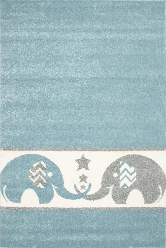 Detský kusový koberec Slony modrý, Velikosti 133x190cm
