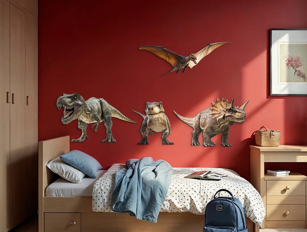 drevko | Sada nálepiek na stenu Svet dinosaurov 78 x 120 cm