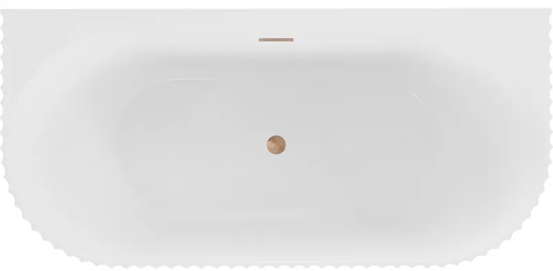 Mexen Sella, voľne stojaca vaňa ku stene, drážkovaná, 170 x 80 cm, biela lesklá, medená matná, 52711708000-65