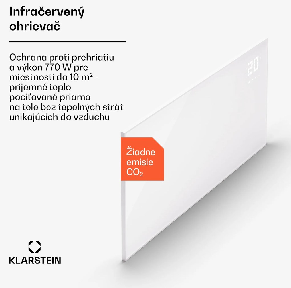 Klarstein Wonderwall Smart Bornholm, Infražiarič, 120 x 60 cm, App, 770W