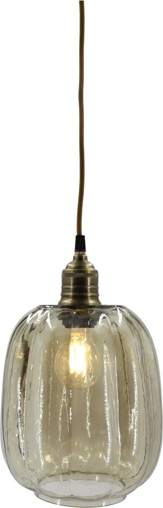 Sklenená lampa s dymovým sklom a mosadzným vrškom – Ø 19*29 cm / 40W/ E27
