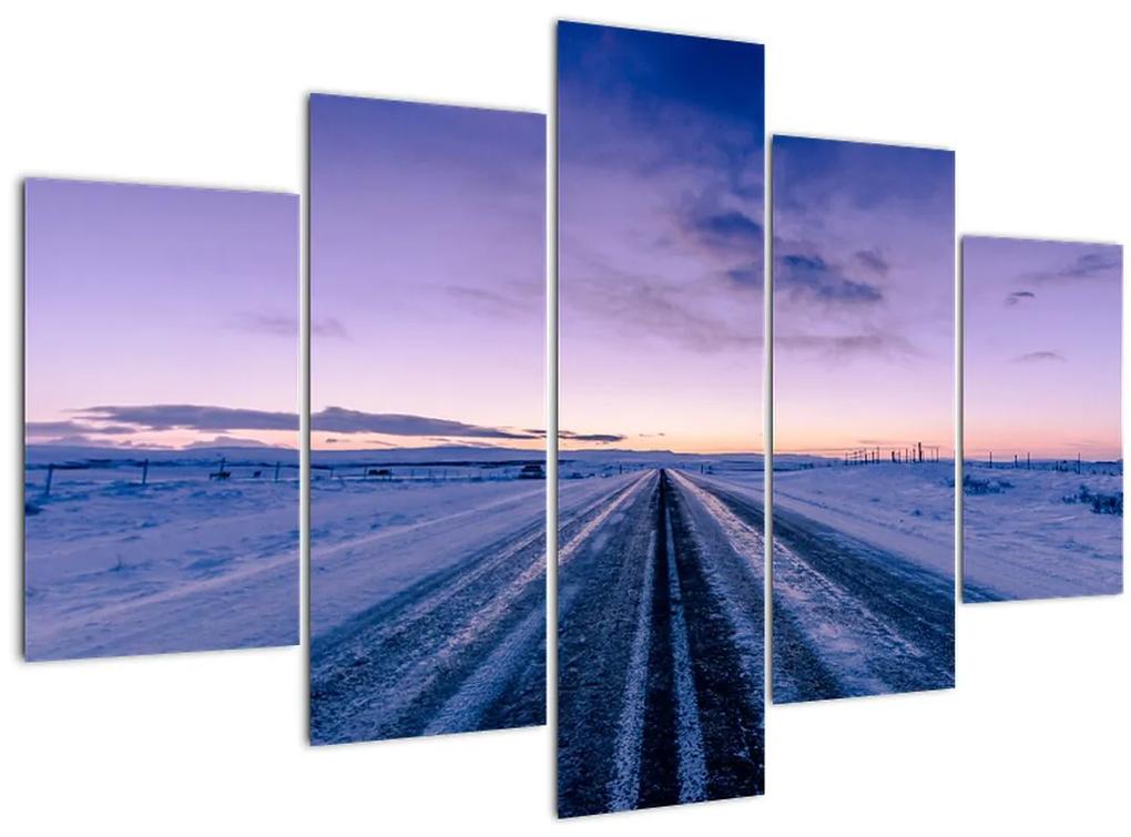 Obraz cesty v zime (150x105 cm)