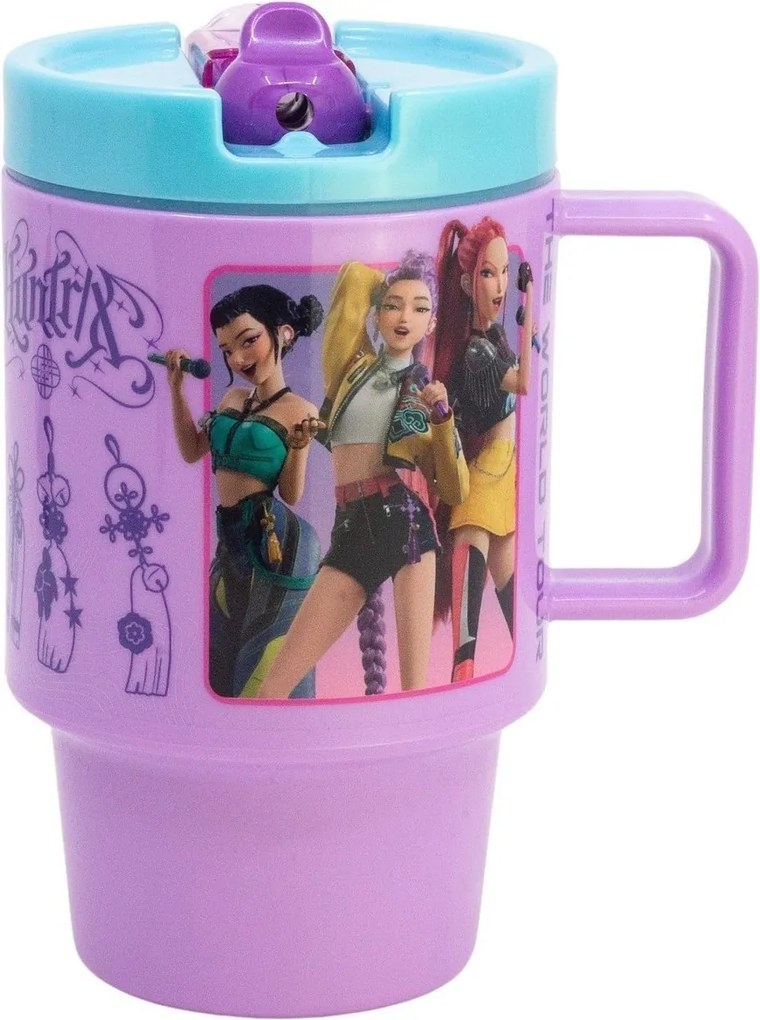 Plastový hrnček s viečkom a náustkom KPop Demon Hunters - HUNTR/X - 530 ml