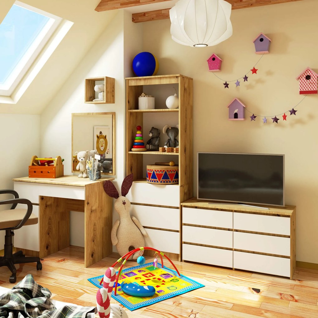 Komoda CL6 100 cm dub artisan/biela