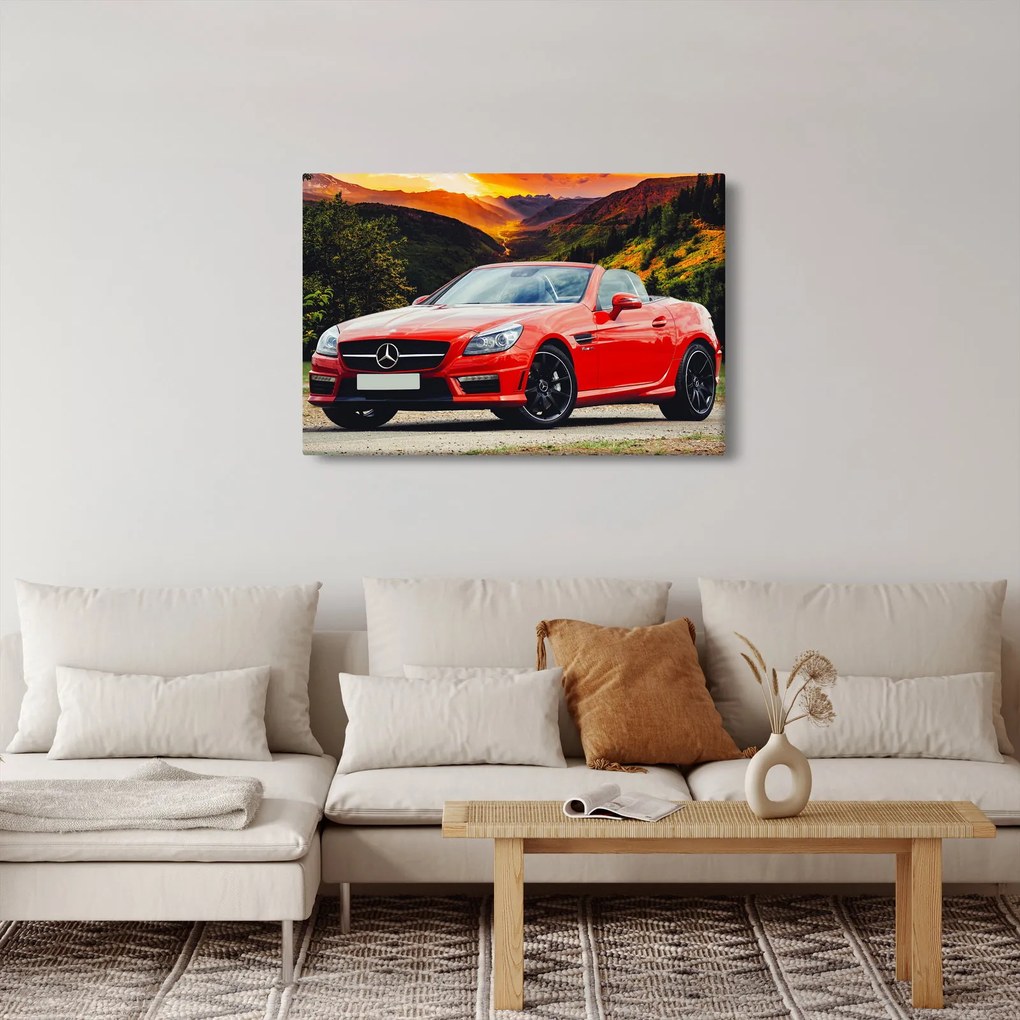 Obraz - červený Mercedes (90x60 cm)