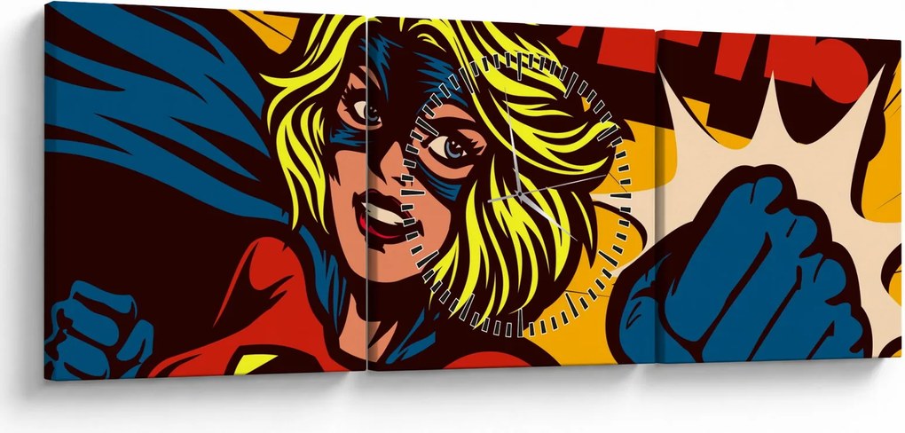 Obraz - Komix (s hodinami) (90x30 cm)