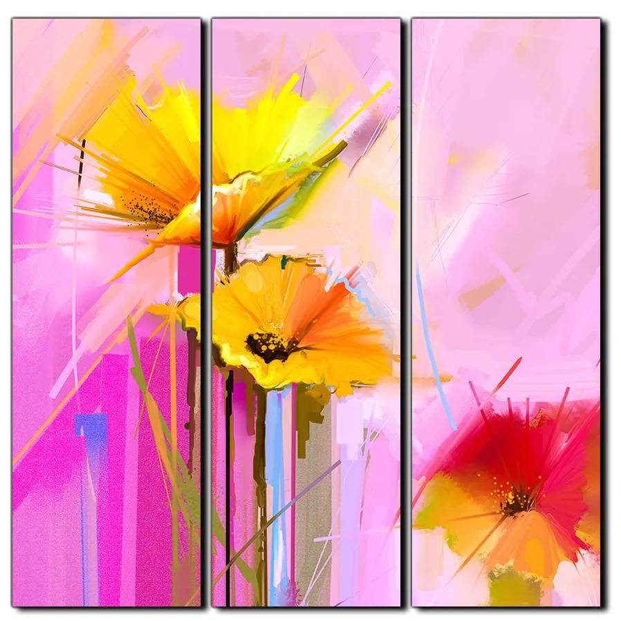 Obraz na plátne - Abstraktná maľba, jarné kvety reprodukcia - štvorec 3269B (105x105 cm)