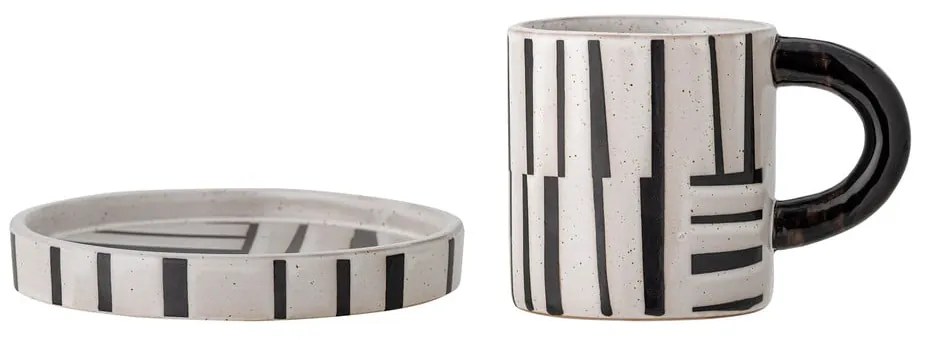 Čierno-biela šálka z kameniny 300 ml Frankie – Bloomingville