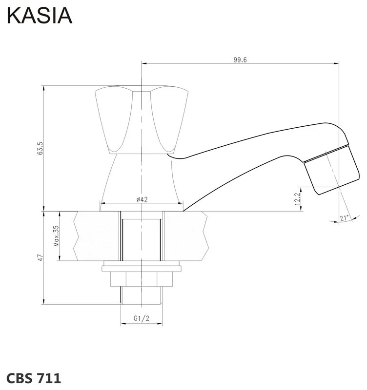 Umývadlový kohútik stojánkový, Kasia, chróm