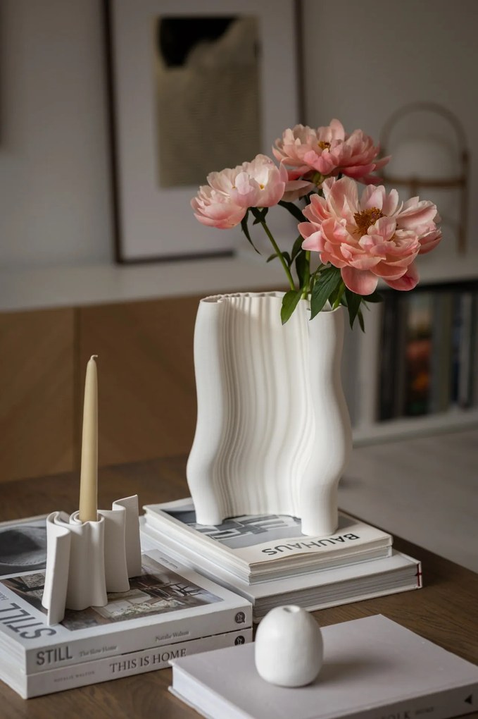 Ferm Living Kameninový svietnik Dedali Off-White