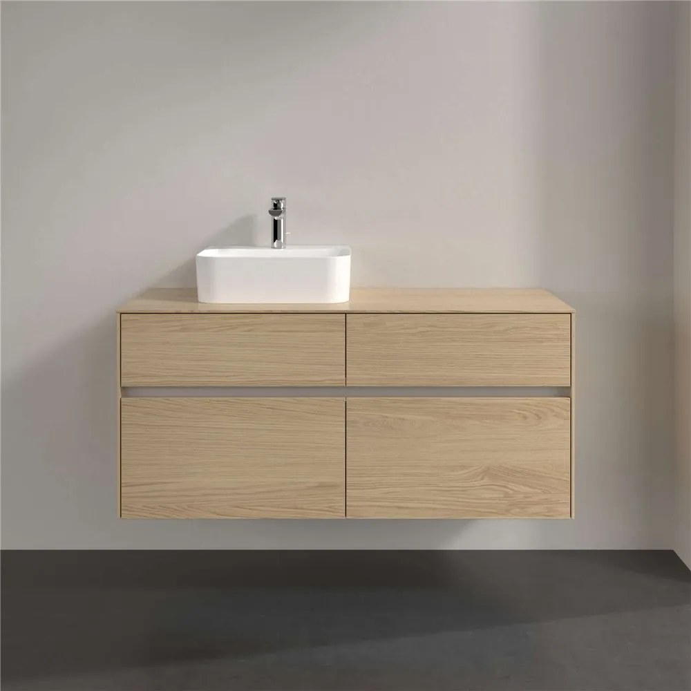 VILLEROY &amp; BOCH Collaro závesná skrinka pod umývadlo na dosku (umývadlo vľavo), 4 zásuvky, 1200 x 500 x 548 mm, Nordic Oak, C09800VJ