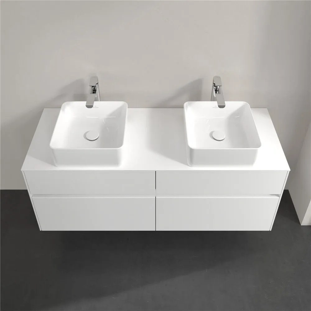 VILLEROY &amp; BOCH Collaro závesná skrinka pod dve umývadlá na dosku, 4 zásuvky, 1400 x 500 x 548 mm, White Matt, C04800MS