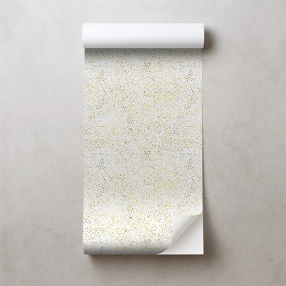 Samolepiaca tapeta zlaté bodky na bielom pozadí