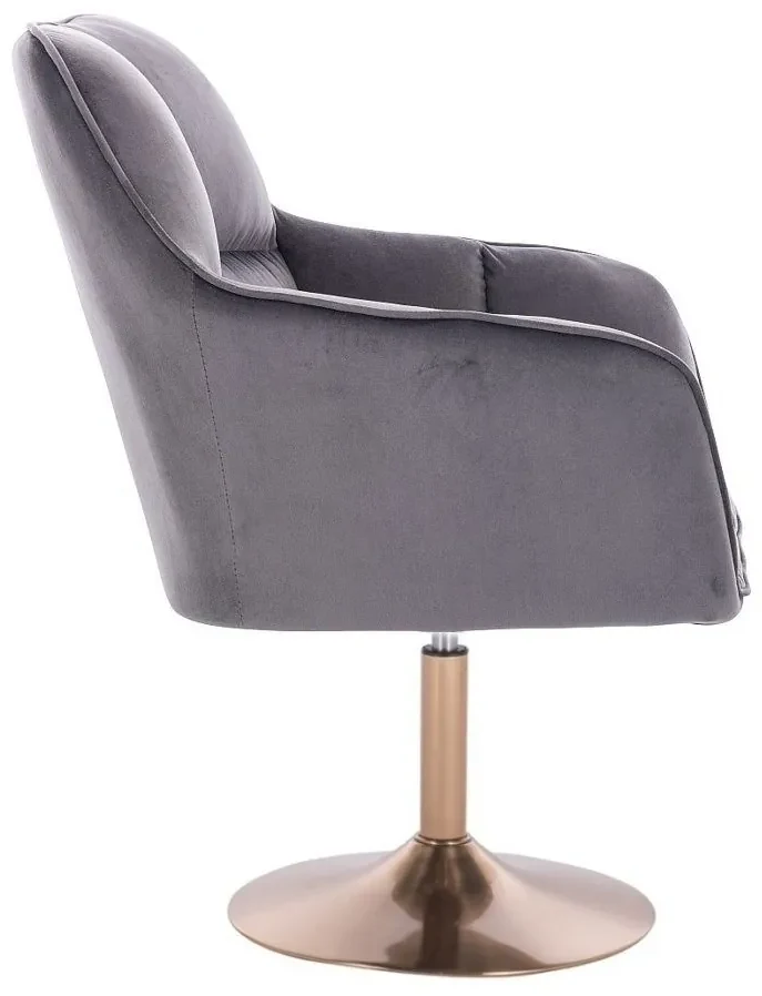 LuxuryForm DESIGN Kreslo AMALFI VELUR na zlatom tanieri - tmavo šedé