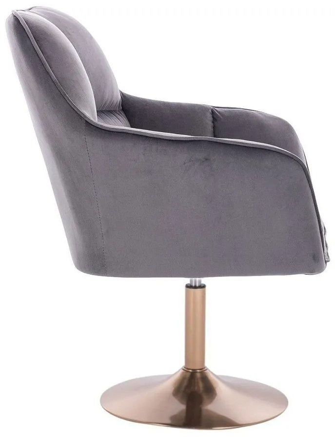 LuxuryForm DESIGN Kreslo AMALFI VELUR na zlatom tanieri - tmavosivé