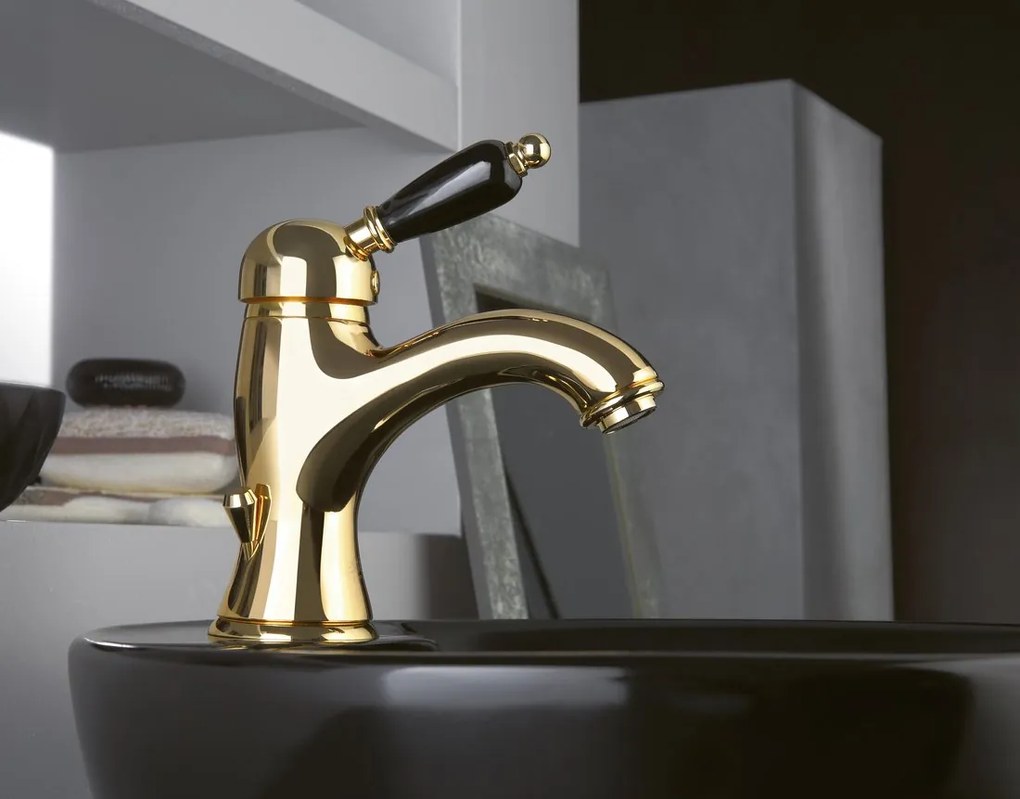 Sapho Sapho, KIRKÉ BLACK stojánkova drezová batéria, čierna páčka, bronz, KI14NB