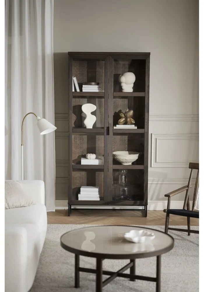 Hnedá vitrína z dubového dreva 95x195 cm Everett – Rowico