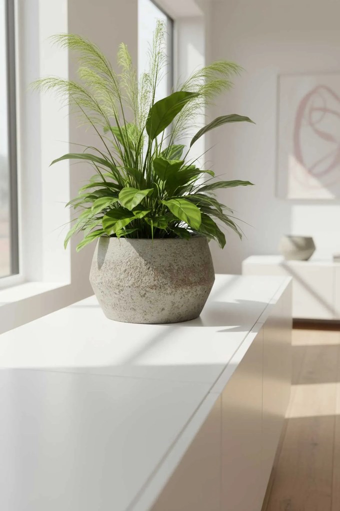 Moderný kvetináč BRIGATA, vláknocement, 36x22 cm, sivý