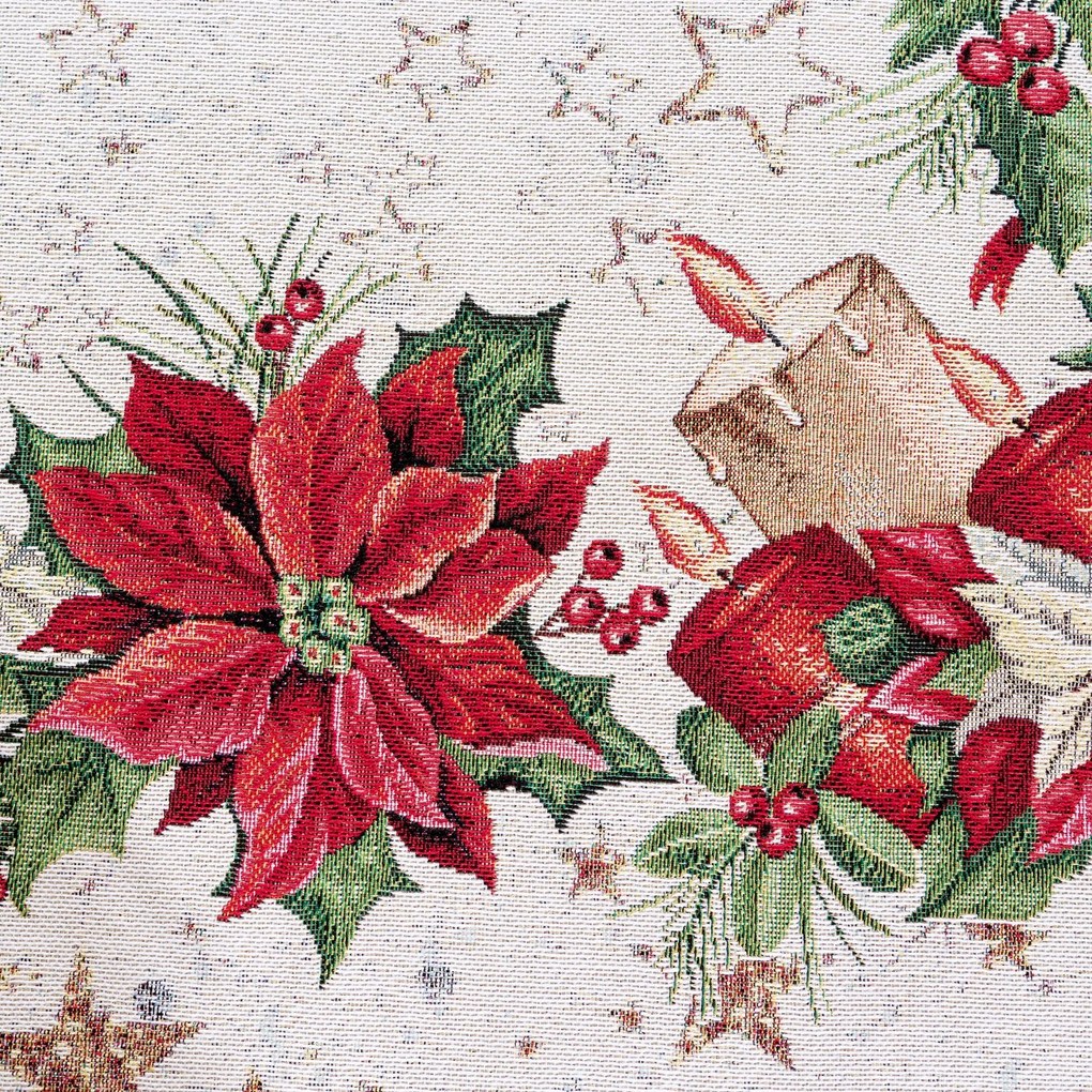 VIANOČNÝ GOBELÍNOVÝ OBRUS NA STÔL CANDLES 100X100 CM VZOROVANÁ