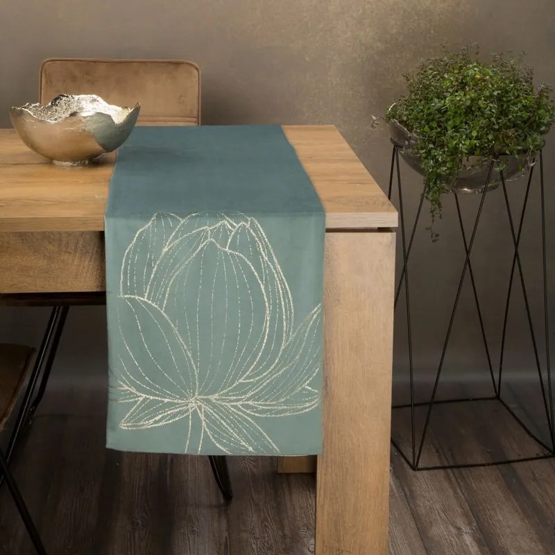 Dekorstudio Elegantný zamatový behúň na stôl BLINK 12 tmavomätový Rozmer behúňa (šírka x dĺžka): 35x140cm