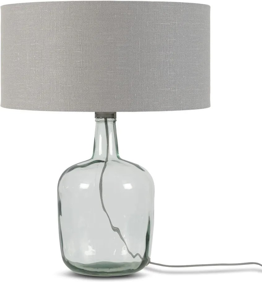 Stolová lampa so svetlosivým tienidlom a konštrukciou z recyklovaného skla Good&Mojo Murano, ⌀ 47 cm