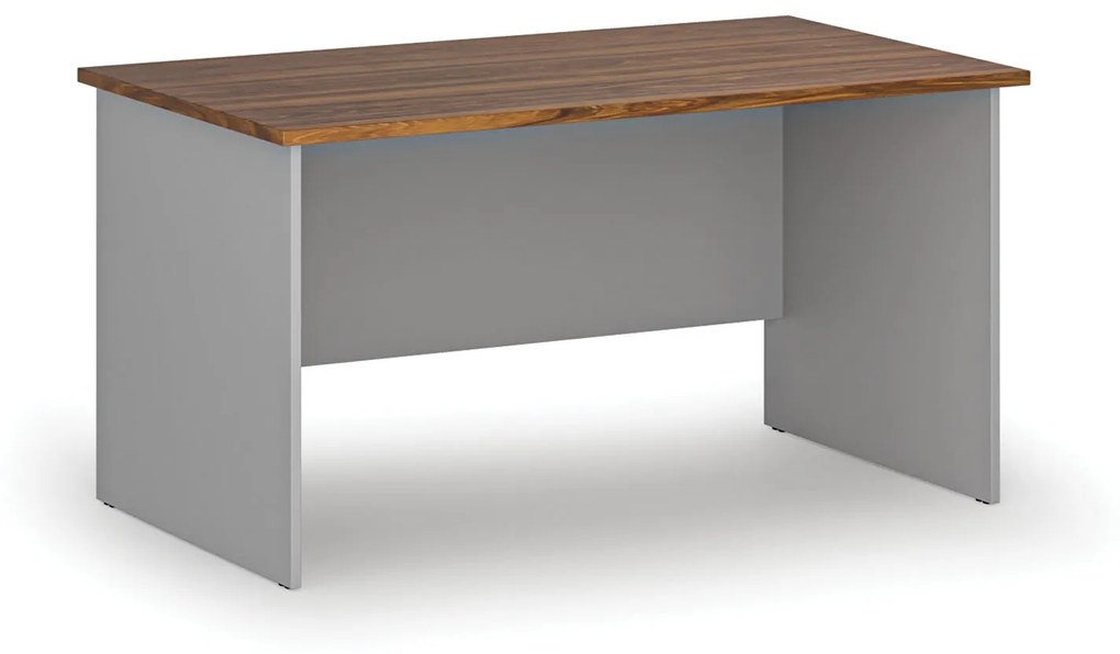 Kancelársky písací stôl rovný PRIMO GRAY, 1400 x 800 mm, sivá/orech