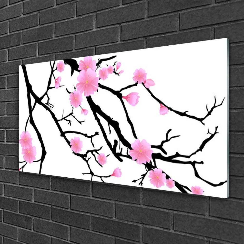 Obraz na skle Stonky kvety umenie 120x60 cm