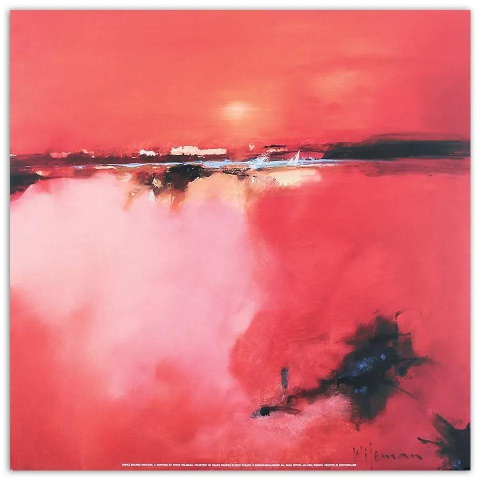 Obraz na plátně Červená abstrakce Akvarel - 40x40 cm