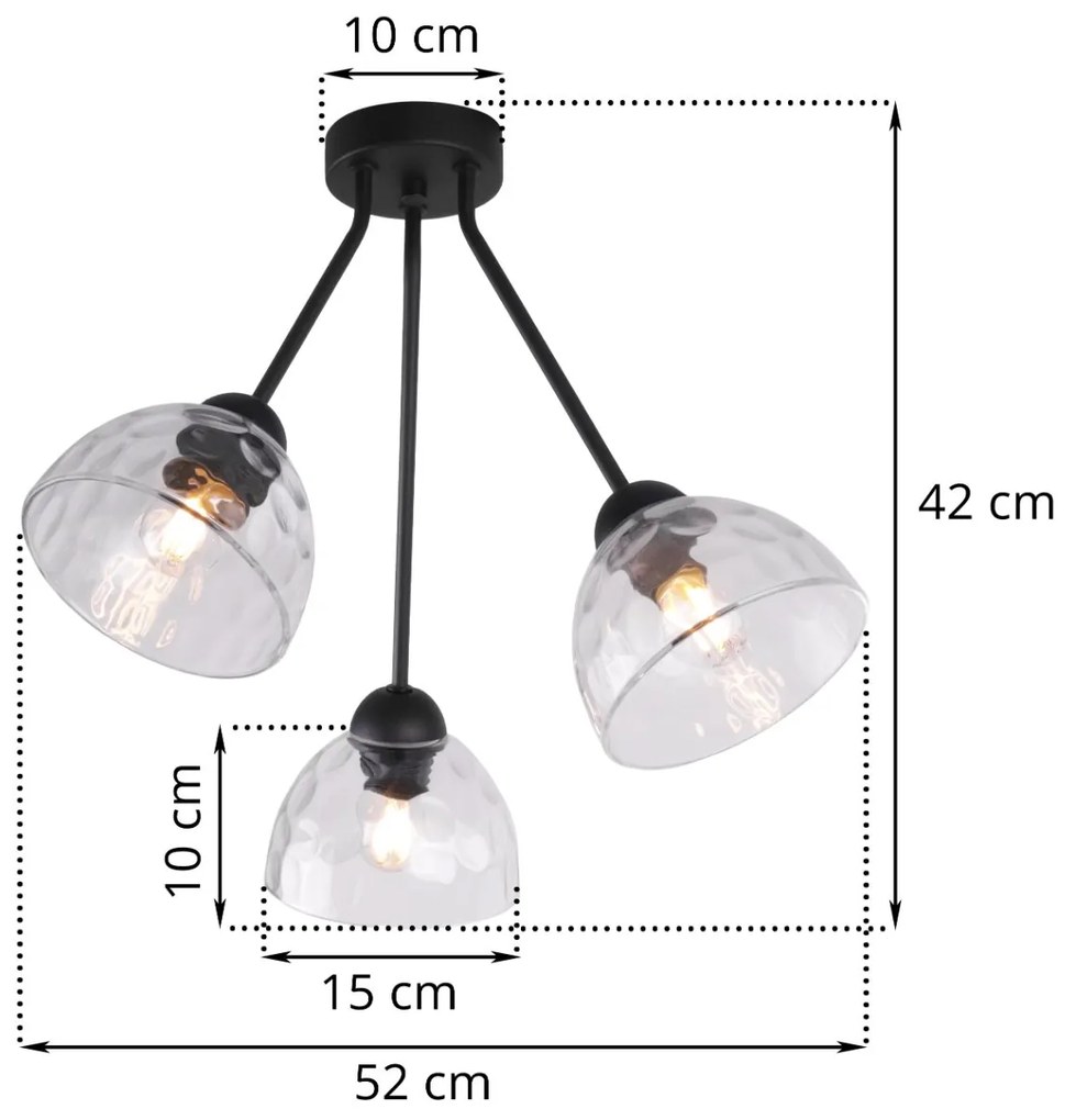 Light Home Stropné svietidlo Venice, 3x číre sklenené tienidlo