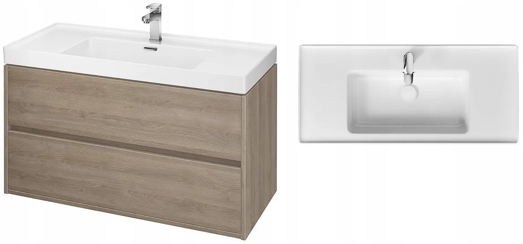 Cersanit Crea, závesná skrinka s umývadlom 100cm, set B117, dub, S801-290