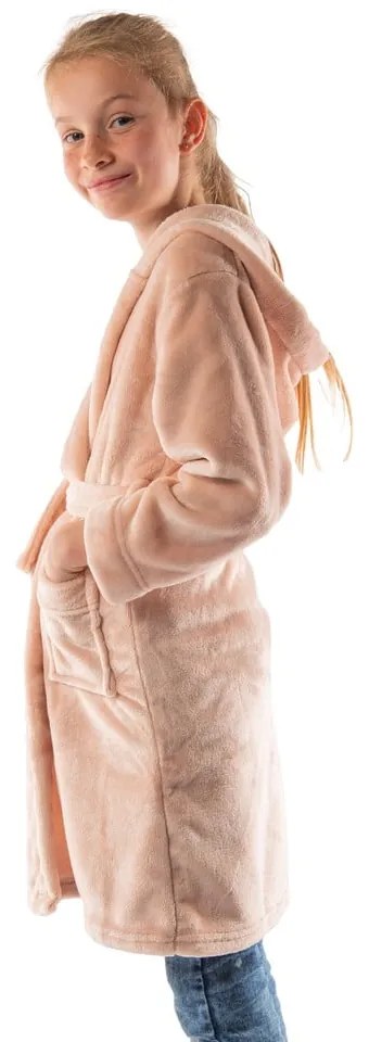 Ružový detský župan z mikroplyšu veľkosť 122-128 Delux – Tiseco Home Studio