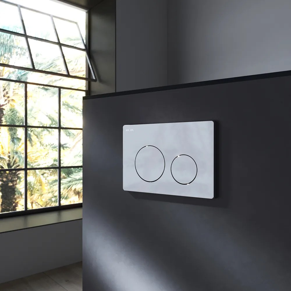 Toaletný set s inštaláciou AM.PM IIS90151.SB1700 bezokrajové, so sedadlom microlift, chróm mechanické tlačidlo na splachovanie