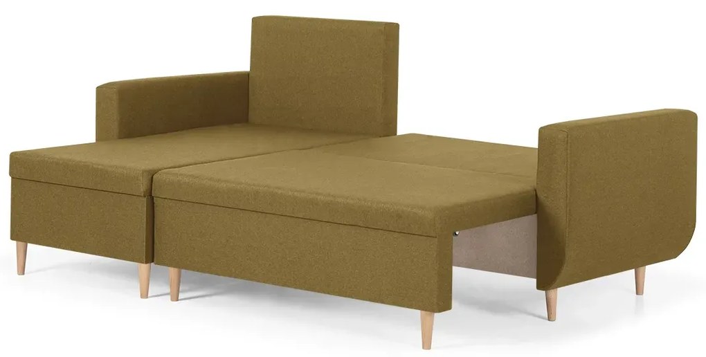 Rozkládací rohová sedací souprava DORIS Hořčicová